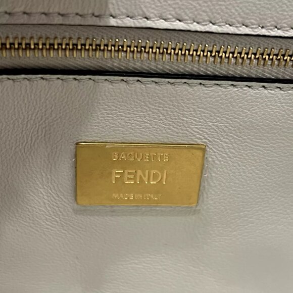 $3100 FENDI 2021 Multi Embossed FF Baguette Chain Crossbody Medium Leather Bag - Picture 12 of 15